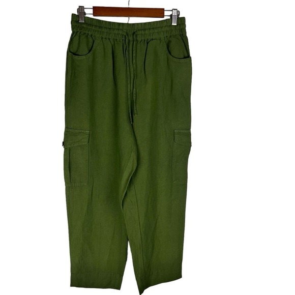 MADEWELL TAPERED HUSTON CARGO PULL-ON CROP PANTS IN GREEN NWOT WOMEN'S SMALL - Picture 1 of 12